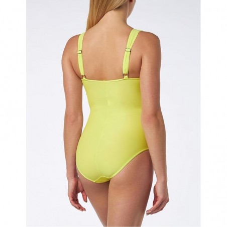 Maillot 1 pièce sculptant, jaune, larges bretelles réglables, dos droit - Bonnet C - du 38 au 52