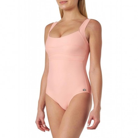 Maillot 1 pièce, rose poudré, gainant, bretelles réglables, dos droit - Bonnet C - du 38 au 52