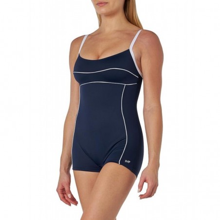 Combishort de bain femme gainant, marine et blanc - taille 36 à 54