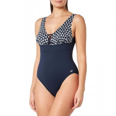 Maillot 1 pièce décolleté V, sculptant, noir et argent, bonnet C - du 38 au 52