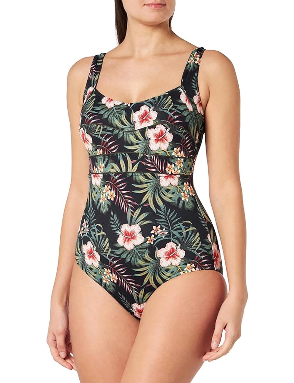 Maillot de bain 1 pièce imprimé floral ventre plat dos droit - Bonnet C du 38 au 52