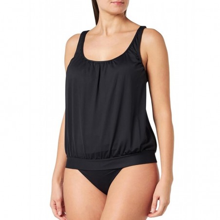 Ensemble tankini blouson, noir, culotte haute drapée - taille 42 à 52