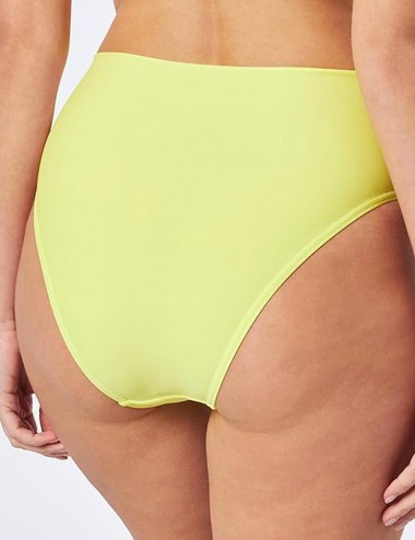 Maillot 2 pièces jaune, haut bandeau avec coques et lien amovibles, culotte haute - du 36 au 46 - Culotte dos