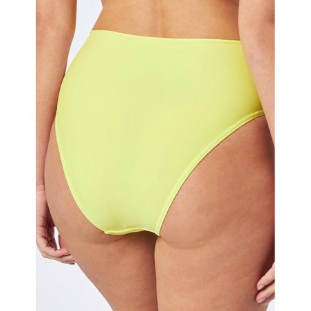 Maillot 2 pièces jaune, haut bandeau avec coques et lien amovibles, culotte haute - du 36 au 46