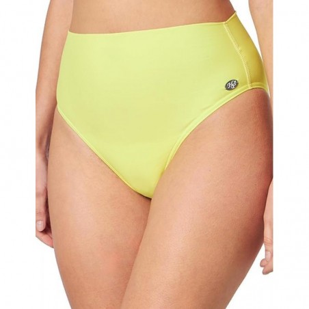 Maillot 2 pièces jaune, haut bandeau avec coques et lien amovibles, culotte haute - du 36 au 46