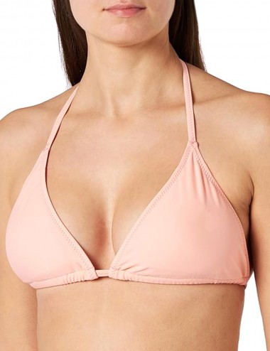 Bikini rose poudré haut triangle culotte shorty ajustable - taille 34 à 46