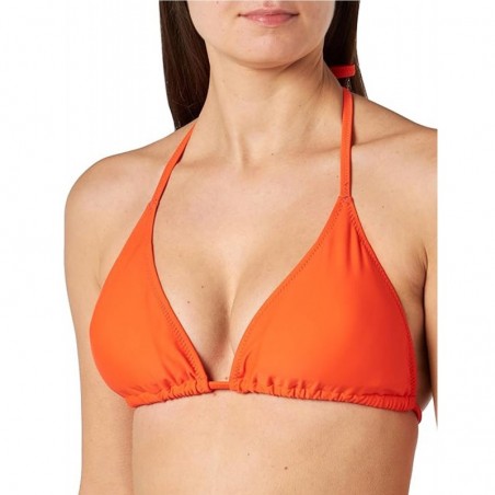 Maillot 2 pièces orange, haut triangle, culotte brésilienne - taille 34 à 46