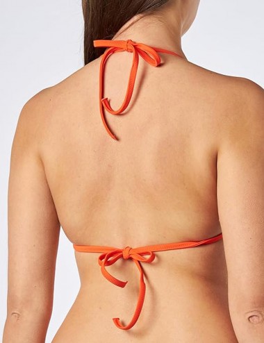 Maillot 2 pièces orange haut triangle culotte brésilienne réglable  - taille 34 à 46 - Dos