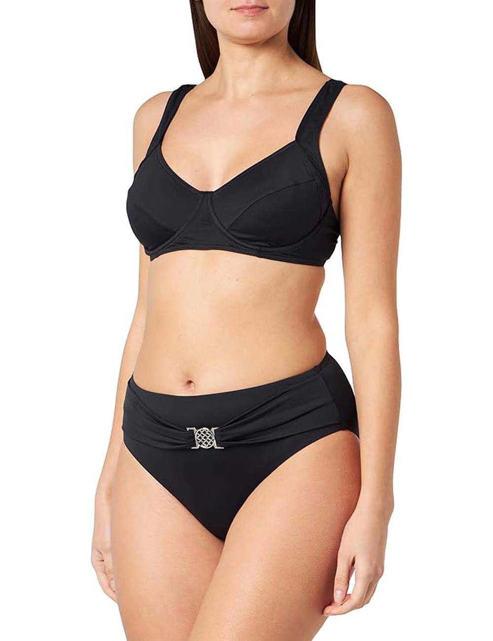 Maillot 2 pièces noir, bonnet D, à armature, culotte haute - du 38 au 52