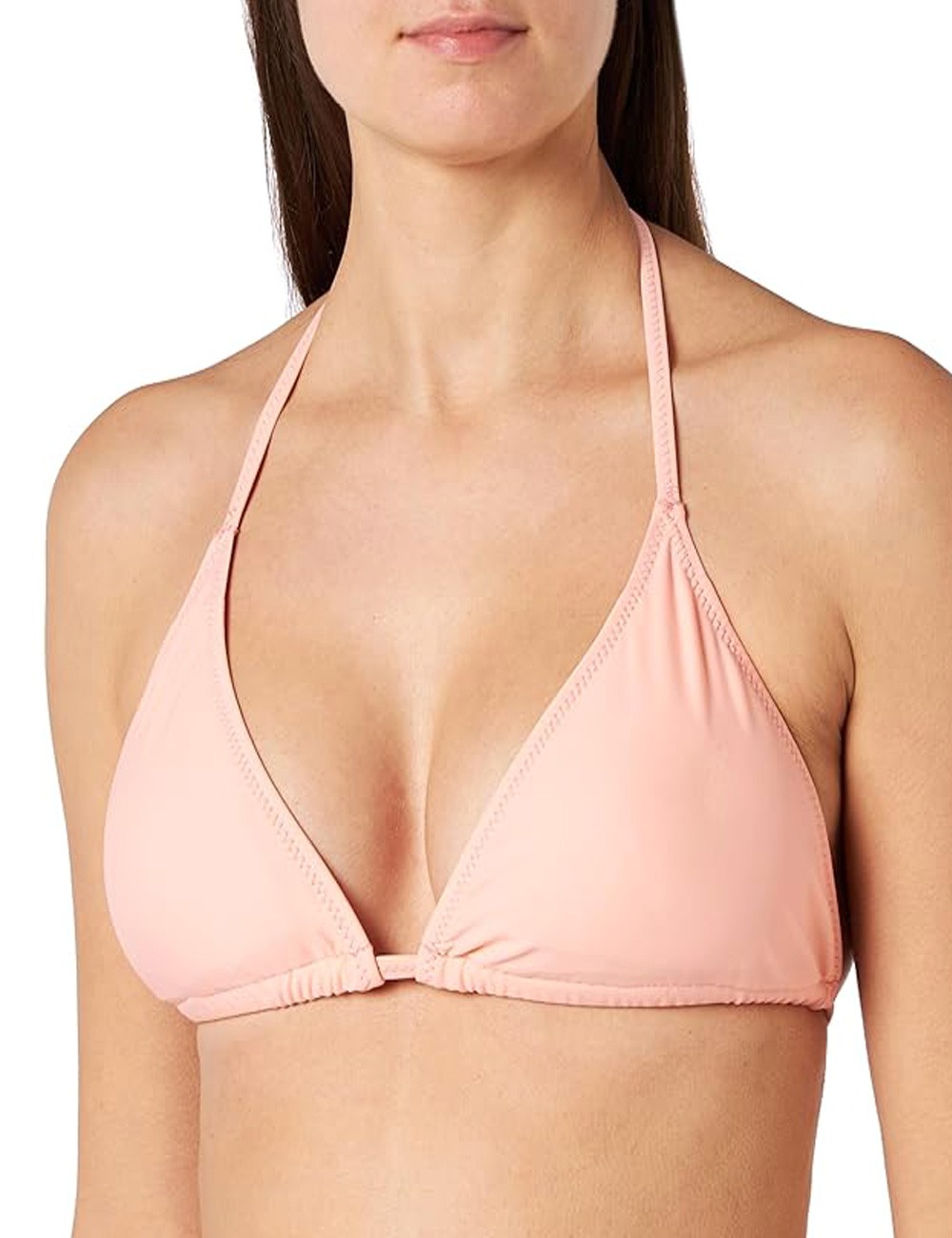 Bikini rose poudré haut triangle culotte brésilienne réglable - taille 34 à 46