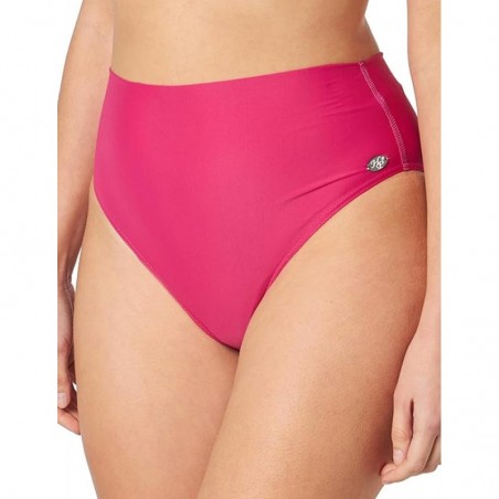 Bikini framboise, haut bandeau avec coques et lien amovibles, culotte haute - du 36 au 46