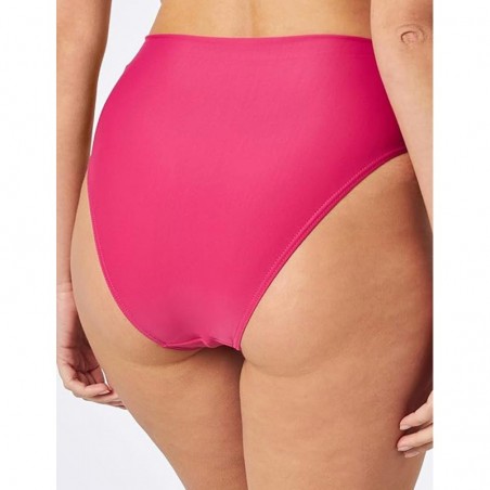 Bikini framboise, haut bandeau avec coques et lien amovibles, culotte haute - du 36 au 46