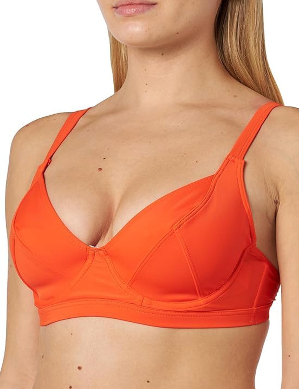 Maillot 2 pièces gainant orange, haut armature, culotte taille haute, du 38 à 50