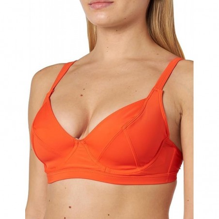 Maillot 2 pièces gainant orange, haut armature, culotte taille haute, du 38 à 50