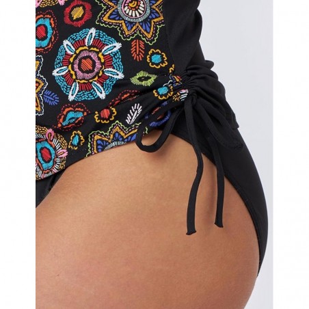 Tankini imprimé mandala coloré et culotte haute noir, taille 36 à 52