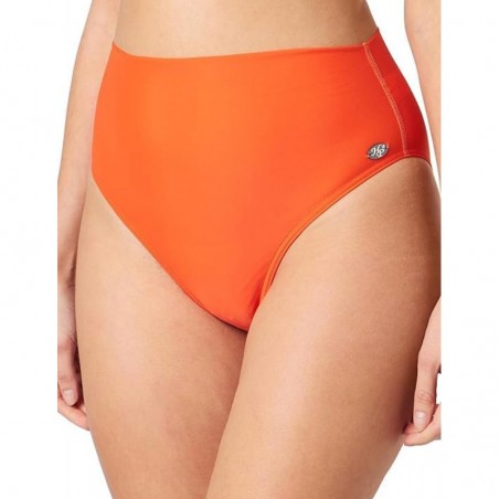 Bikini orange, haut bandeau avec coques et lien amovibles, culotte haute - du 36 au 46