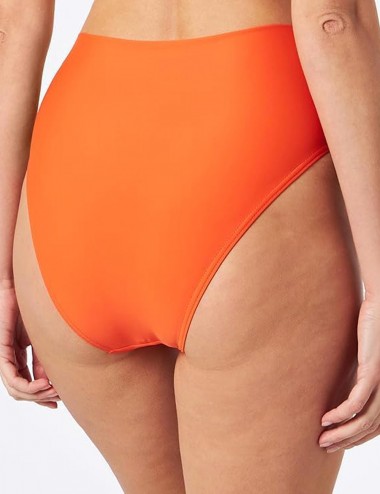 Bikini orange, haut bandeau avec coques et lien amovibles, culotte haute - du 36 au 46 - Dos culotte