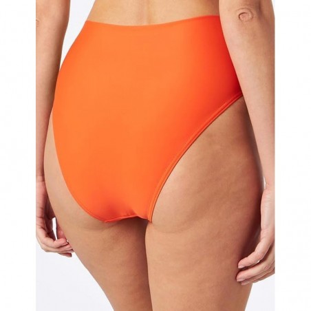 Bikini orange, haut bandeau avec coques et lien amovibles, culotte haute - du 36 au 46