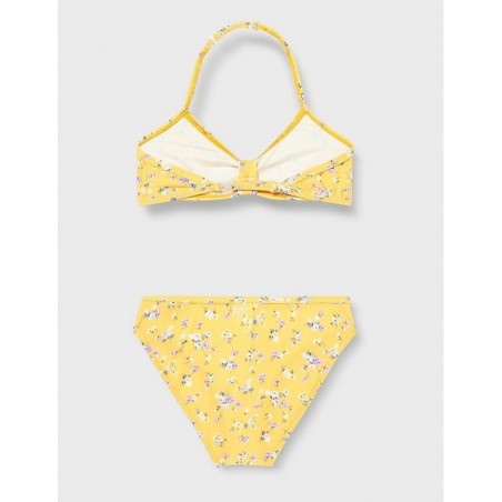 Maillot 2 pièces fille jaune fleuri blanc & violet - 6 à 16 ans