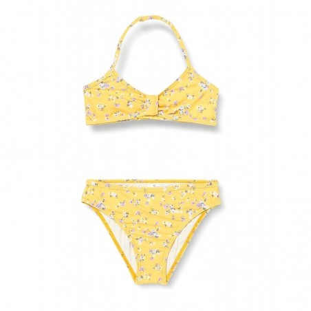 Maillot 2 pièces fille jaune fleuri blanc & violet - 6 à 16 ans