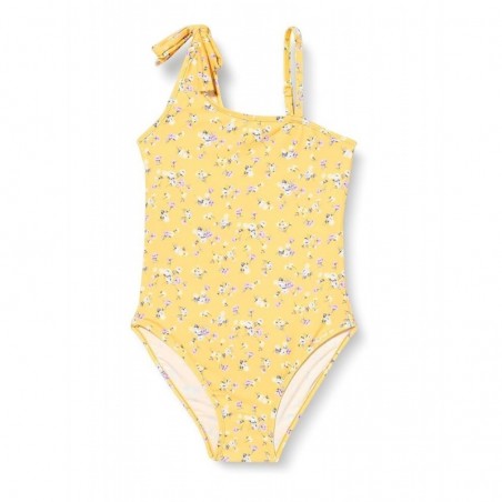 Maillot une pièce fille jaune fleuri blanc & violet - 6 à 16 ans