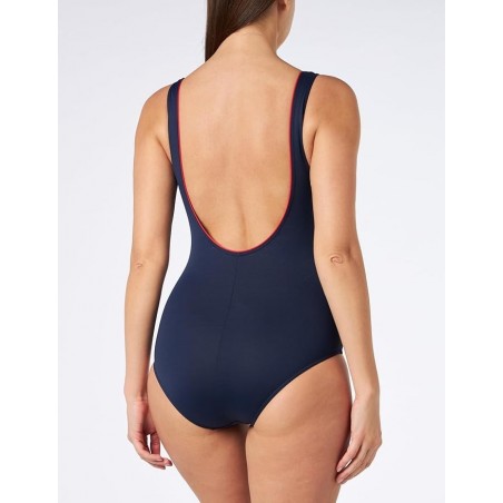 Maillot de bain 1 pièce femme rayé marine et blanc, gainant, du 38 au 60