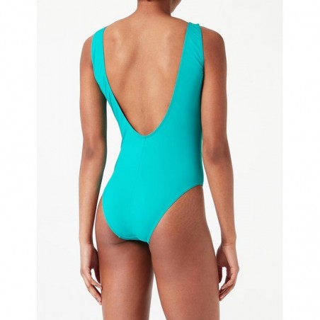 Maillot de bain 1 pièce gainant bonnet C, vert et détails argent, taille 36 à 52