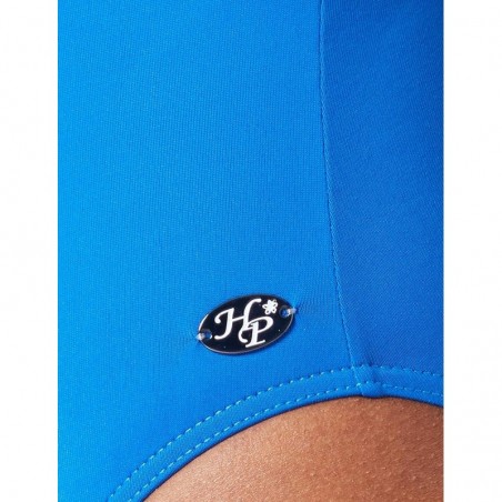 Maillot 1 pièce gainant bonnet C, bleu électrique et détails argent, taille 36 à 52