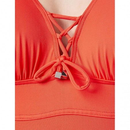 Maillot de bain 1 pièce gainant, bonnet C, corail avec détails argent, taille 36 à 52