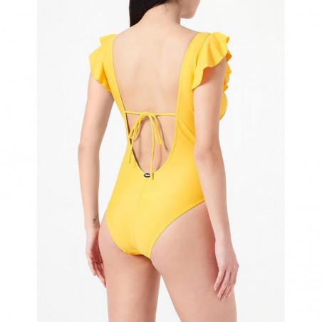 Maillot de bain 1 pièce femme jaune à volants bonnet C à coques amovibles du 36 à 50