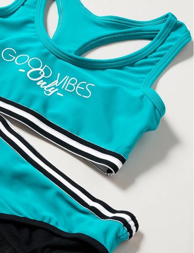 Ensemble maillot de bain menstruel 2 pièces turquoise Diamant 12 au 16 ans - Détails 1