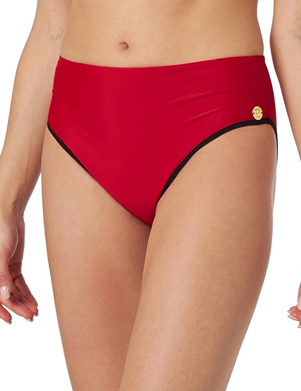 Culotte de maillot de bain menstruel rouge taille haute Tahiti, du 38 au 48