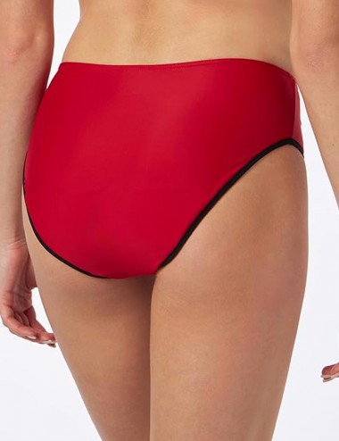 Culotte de maillot de bain menstruel rouge taille haute Tahiti, du 38 au 48