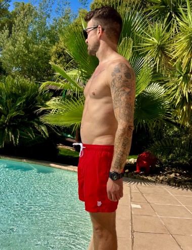 Boardshort uni rouge taille S à XL - Côté