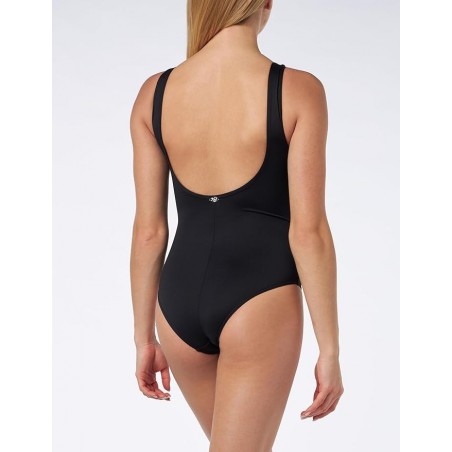 Maillot de bain une pièce femme gainant noir avec imprimé floral noir et blanc