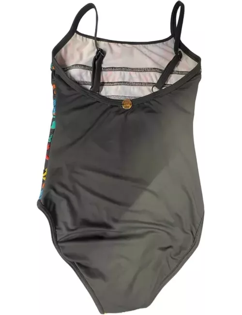 Maillot de bain menstruel 1 pièce Mesange noir tropical pour ado 12 au 16 ans