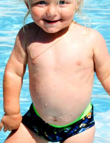 Boxer Maillot de bain garçon bébé imprimé bulldozer multicolore, 12 mois à  8 ans