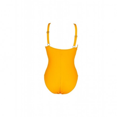 Maillot de bain 1 pièce femme décolleté V uni jaune