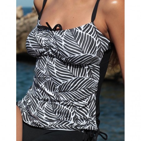 Ensemble Tankini avec shorty noir et blanc taille 38 à 52